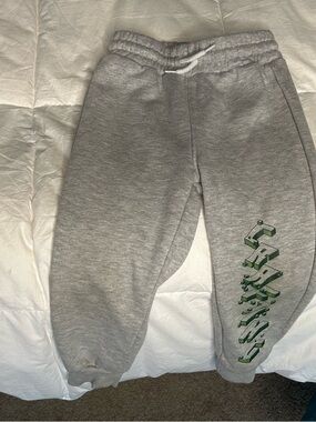 Kids Grey Sweatpants with Green Graphic